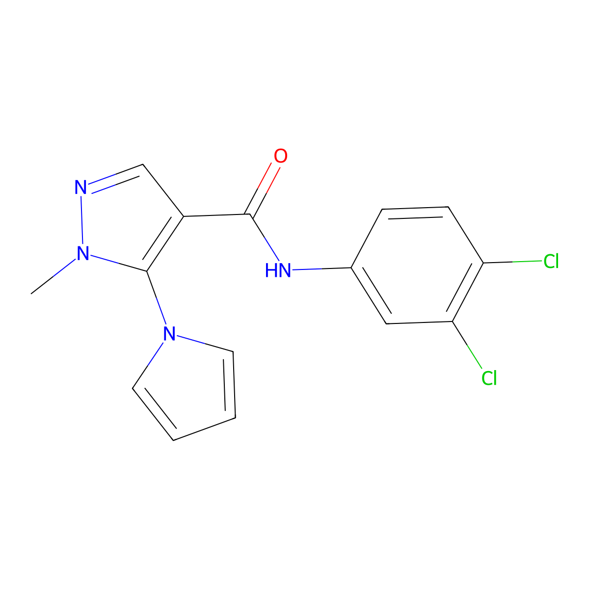 N-(3,4-dichlorophenyl)-1-methyl-5-(1H-pyrrol-1-yl)-1H-pyrazole-4-carboxamide molecular structure, CAS 1232789-54-6