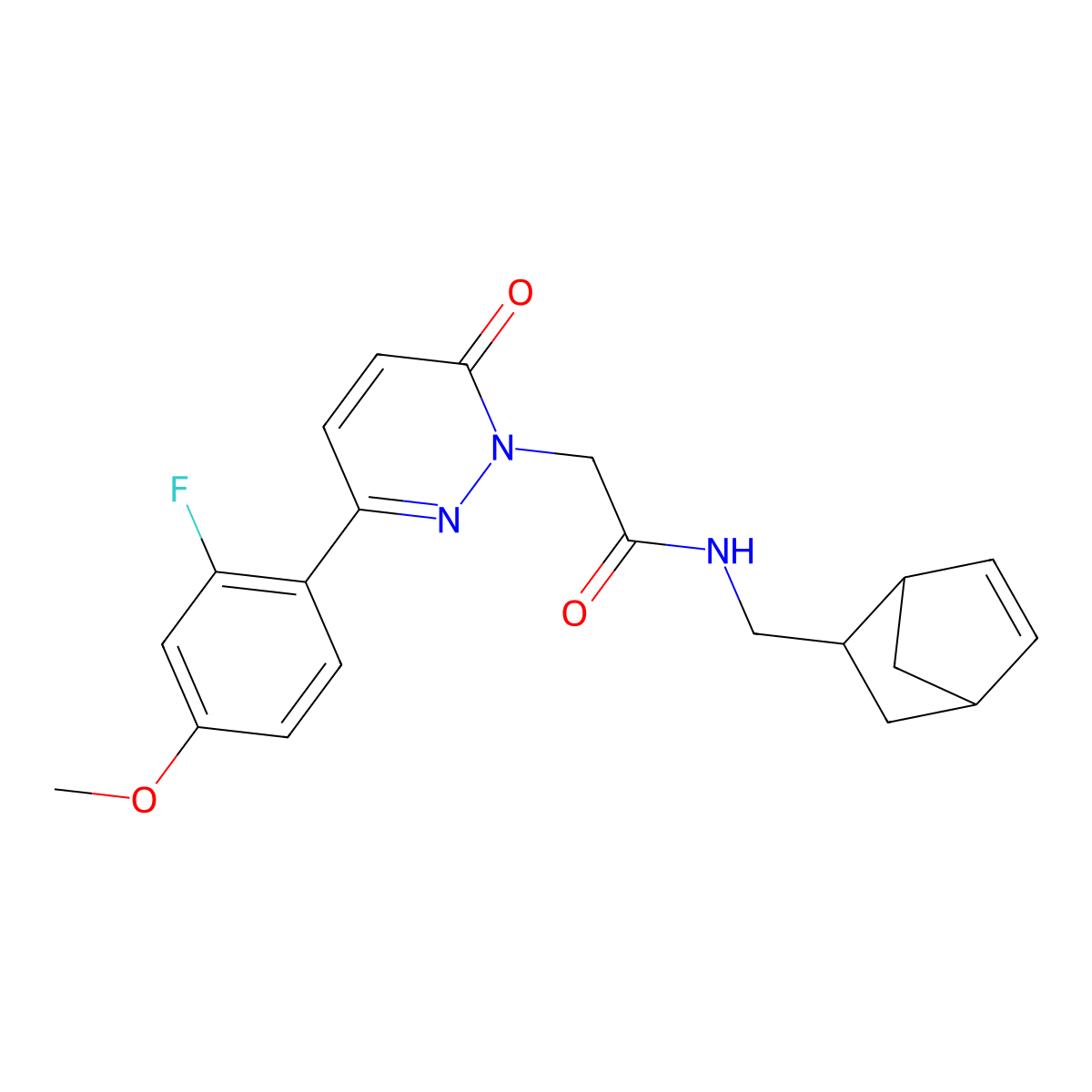 N-(bicyclo[2.2.1]hept-5-en-2-ylmethyl)-2-[3-(2-fluoro-4-methoxyphenyl)-6-oxopyridazin-1(6H)-yl]acetamide molecular structure, CAS 1232789-55-7