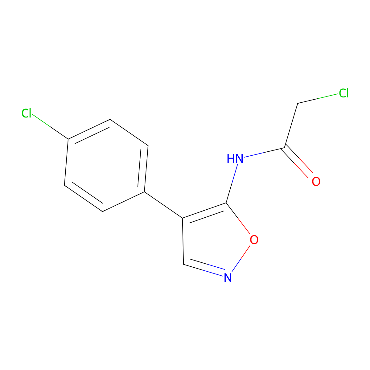 2-chloro-N-[4-(4-chlorophenyl)-1,2-oxazol-5-yl]acetamide molecular structure, CAS 1232789-66-0