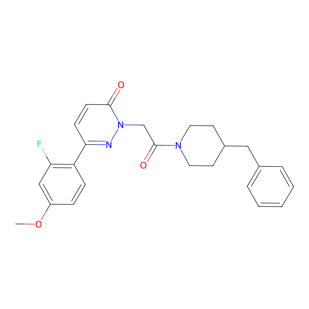 2-[2-(4-benzylpiperidin-1-yl)-2-oxoethyl]-6-(2-fluoro-4-methoxyphenyl)pyridazin-3(2H)-one molecular structure, CAS 1232789-93-3