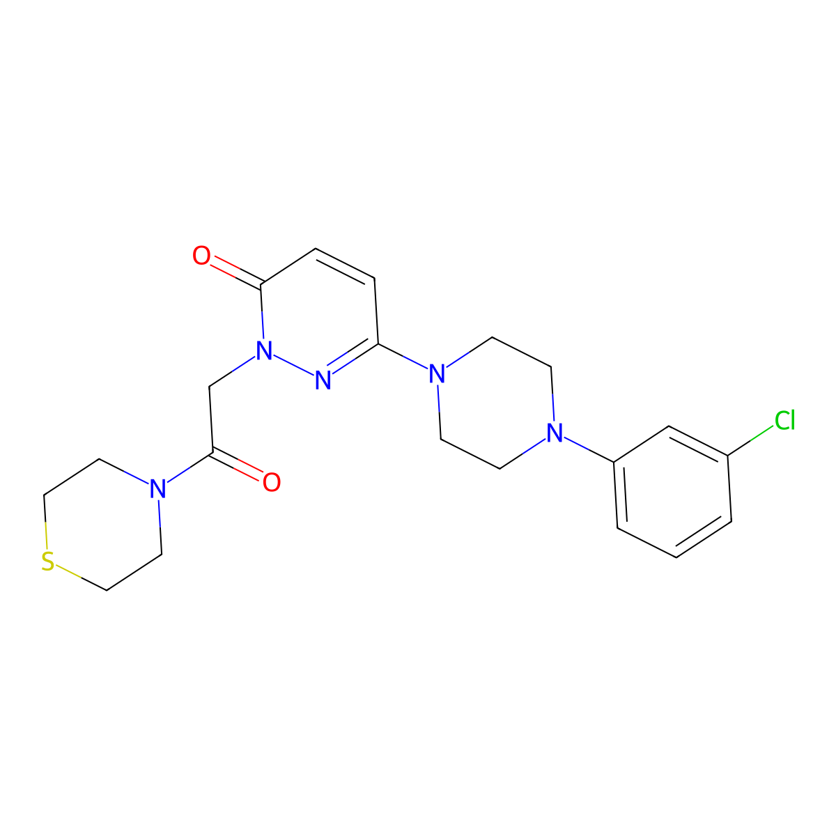 6-[4-(3-chlorophenyl)piperazin-1-yl]-2-[2-oxo-2-(thiomorpholin-4-yl)ethyl]pyridazin-3(2H)-one molecular structure, CAS 1232789-98-8
