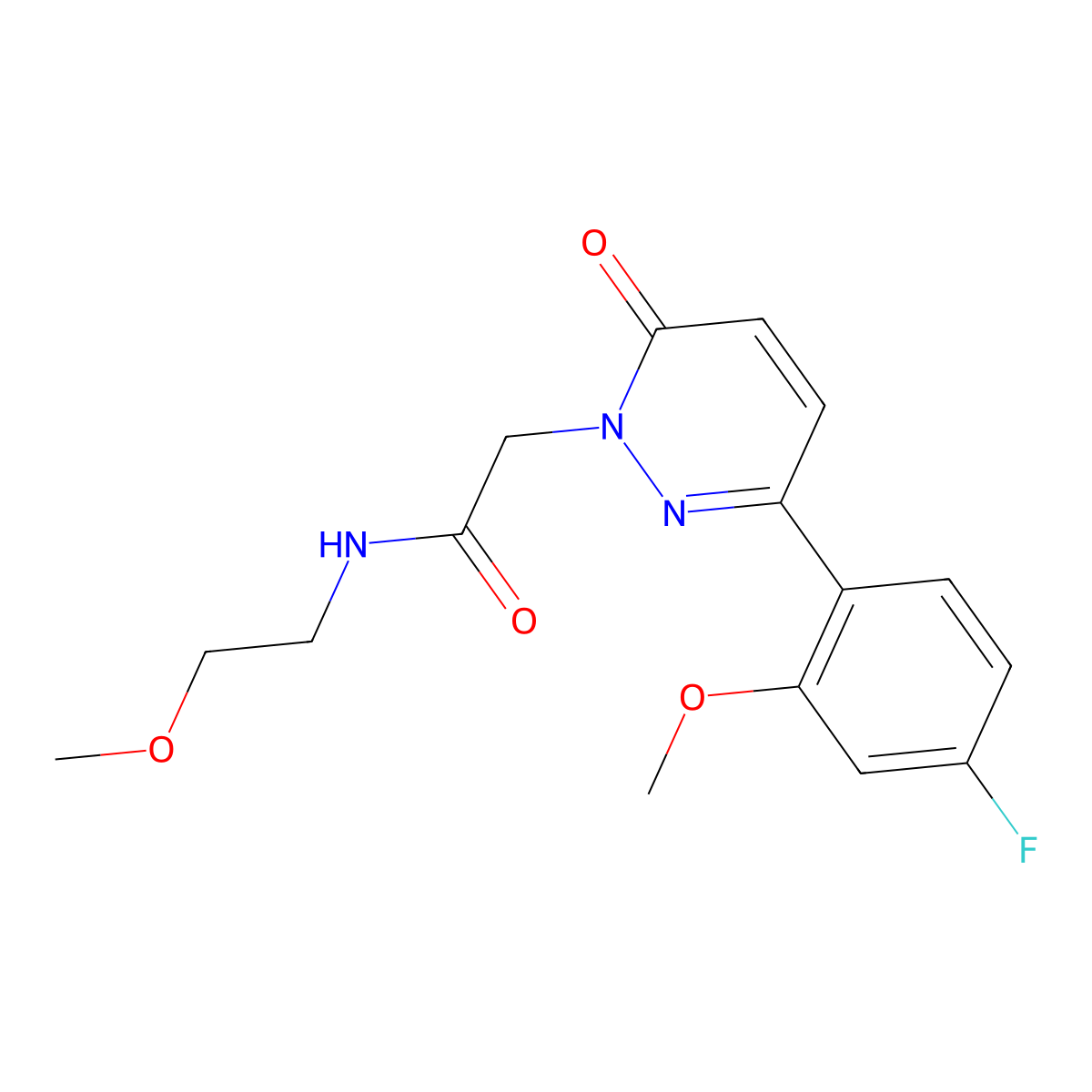 2-(3-(4-fluoro-2-methoxyphenyl)-6-oxopyridazin-1(6H)-yl)-N-(2-methoxyethyl)acetamide molecular structure, CAS 1232790-13-4