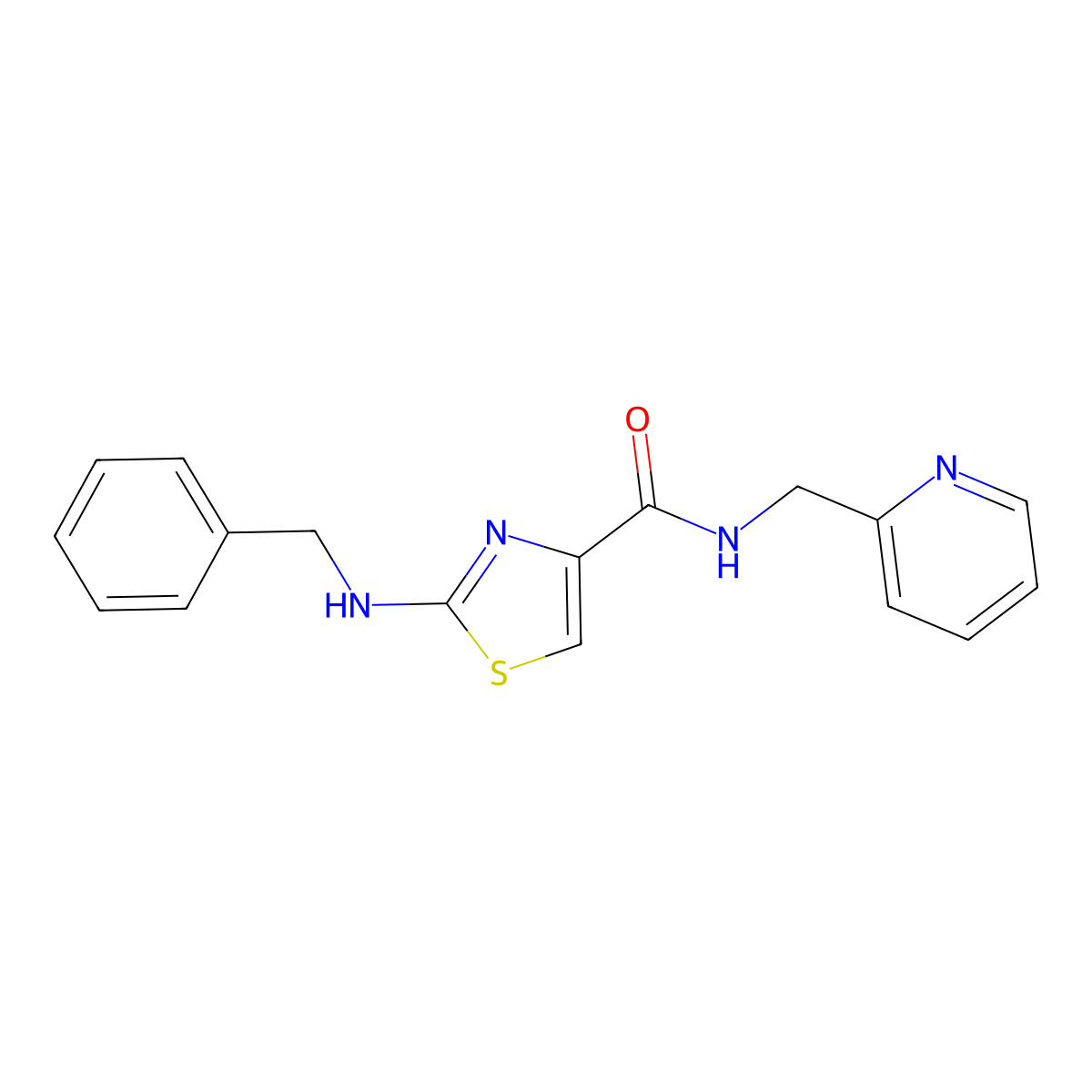 2-(benzylamino)-N-(2-pyridylmethyl)-1,3-thiazole-4-carboxamide molecular structure, CAS 1232790-37-2