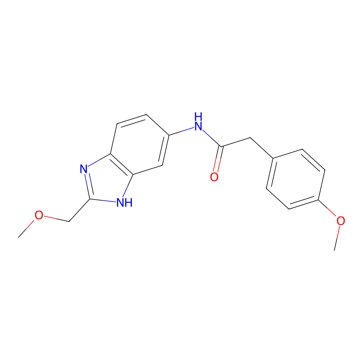N-[2-(methoxymethyl)-1H-benzimidazol-5-yl]-2-(4-methoxyphenyl)acetamide molecular structure, CAS 1232790-49-6
