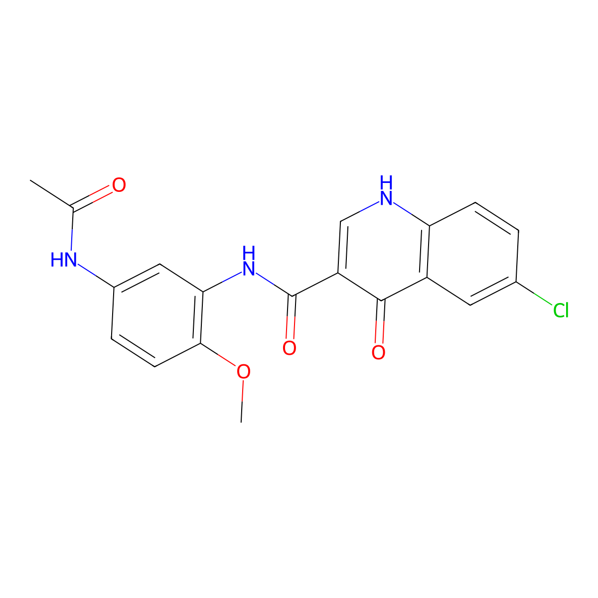 N-[5-(acetylamino)-2-methoxyphenyl]-6-chloro-4-oxo-1,4-dihydroquinoline-3-carboxamide molecular structure, CAS 1232790-62-3