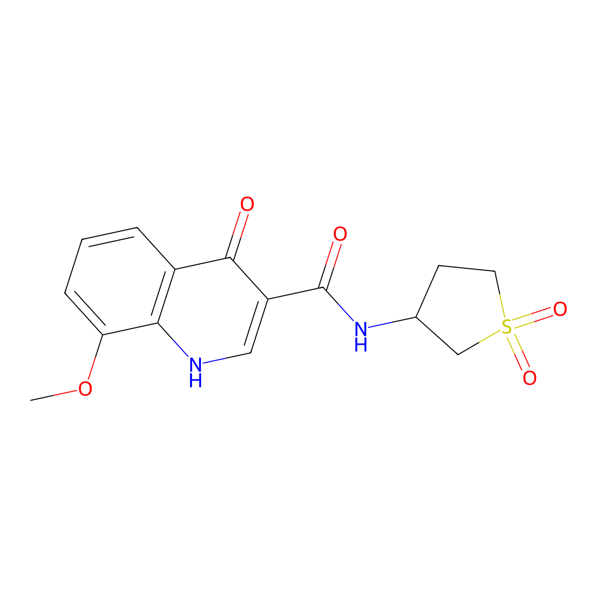N-(1,1-dioxidotetrahydrothiophen-3-yl)-4-hydroxy-8-methoxyquinoline-3-carboxamide molecular structure, CAS 1232791-09-1