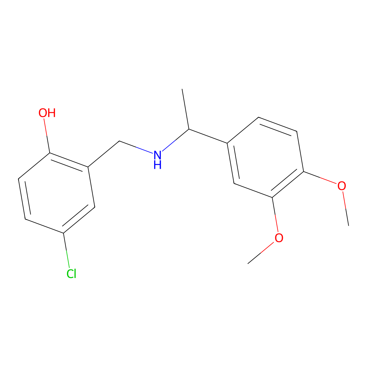 4-Chloro-2-({[1-(3,4-dimethoxyphenyl)ethyl]amino}methyl)phenol molecular structure, CAS 1232791-25-1