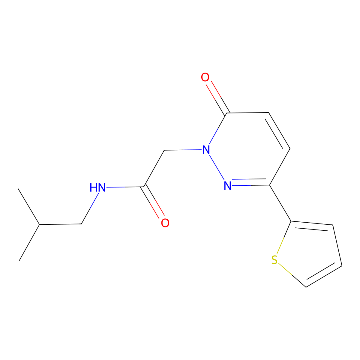 N-(2-methylpropyl)-2-[6-oxo-3-(thiophen-2-yl)pyridazin-1(6H)-yl]acetamide molecular structure, CAS 1232791-37-5