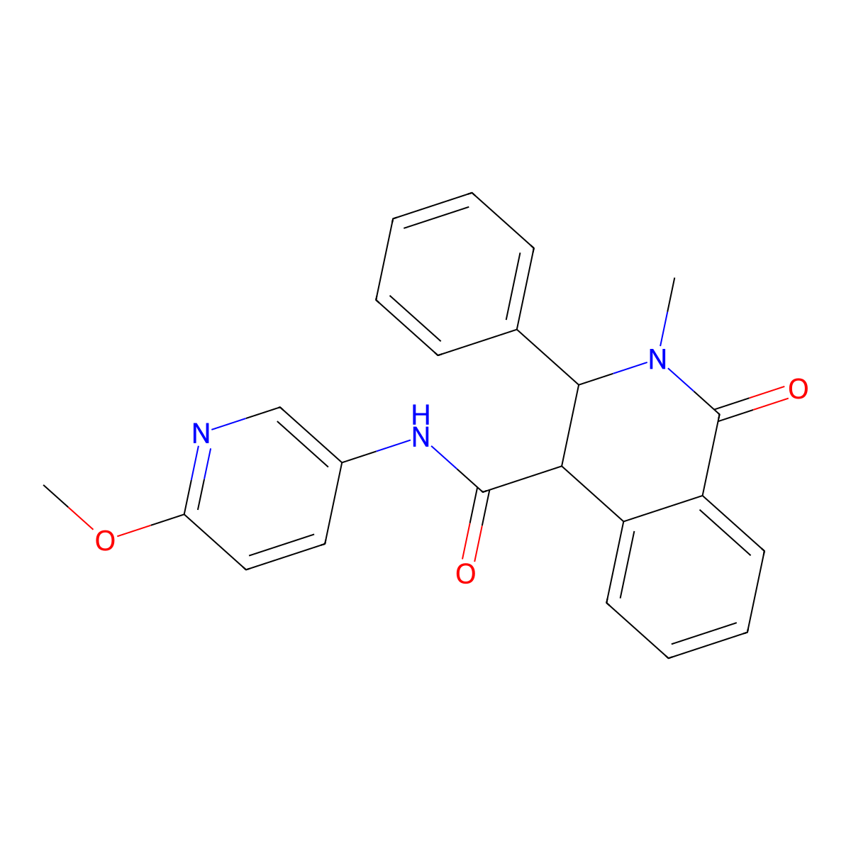 N-(6-methoxypyridin-3-yl)-2-methyl-1-oxo-3-phenyl-1,2,3,4-tetrahydroisoquinoline-4-carboxamide molecular structure, CAS 1232791-53-5