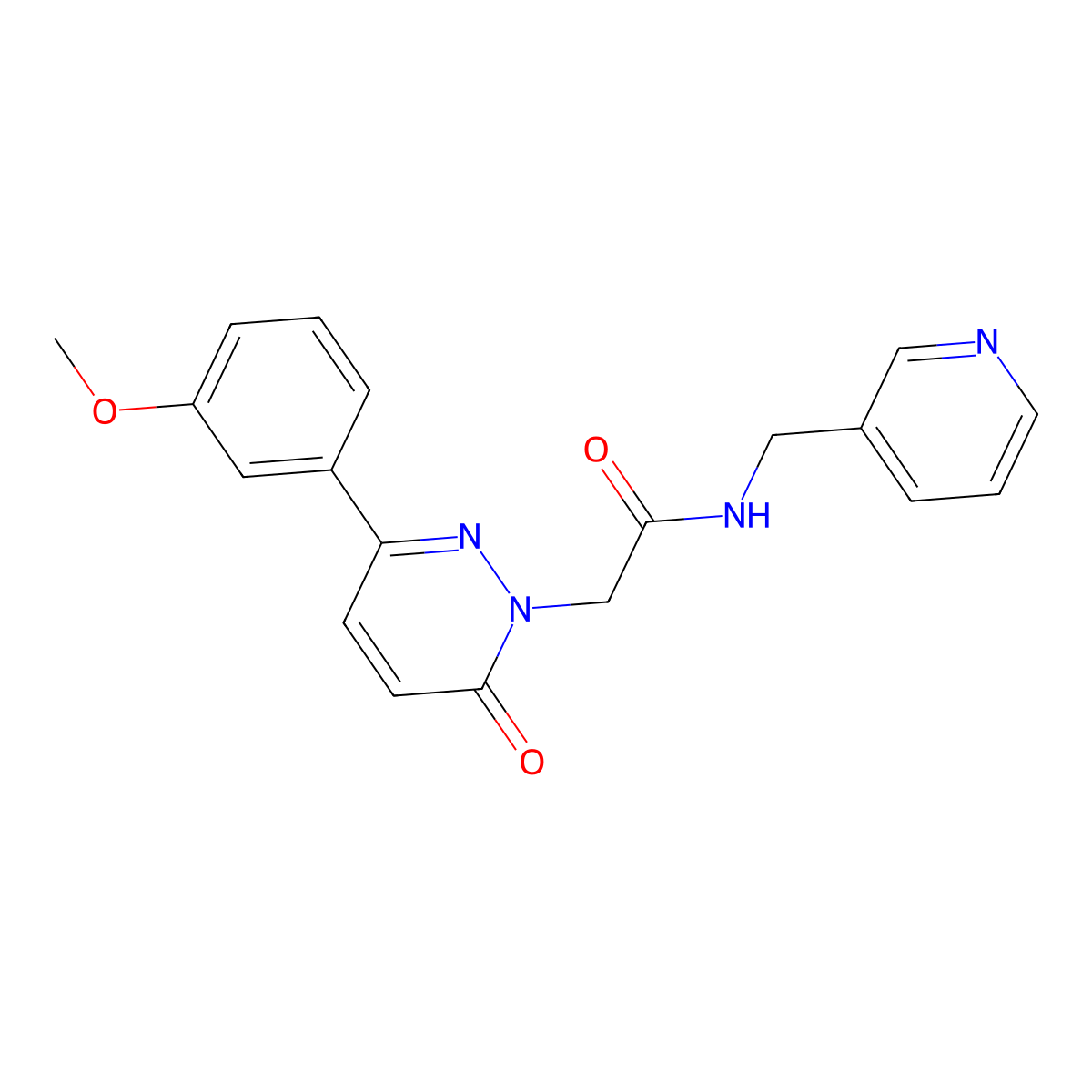 2-(3-(3-methoxyphenyl)-6-oxopyridazin-1(6H)-yl)-N-(pyridin-3-ylmethyl)acetamide molecular structure, CAS 1232791-67-1
