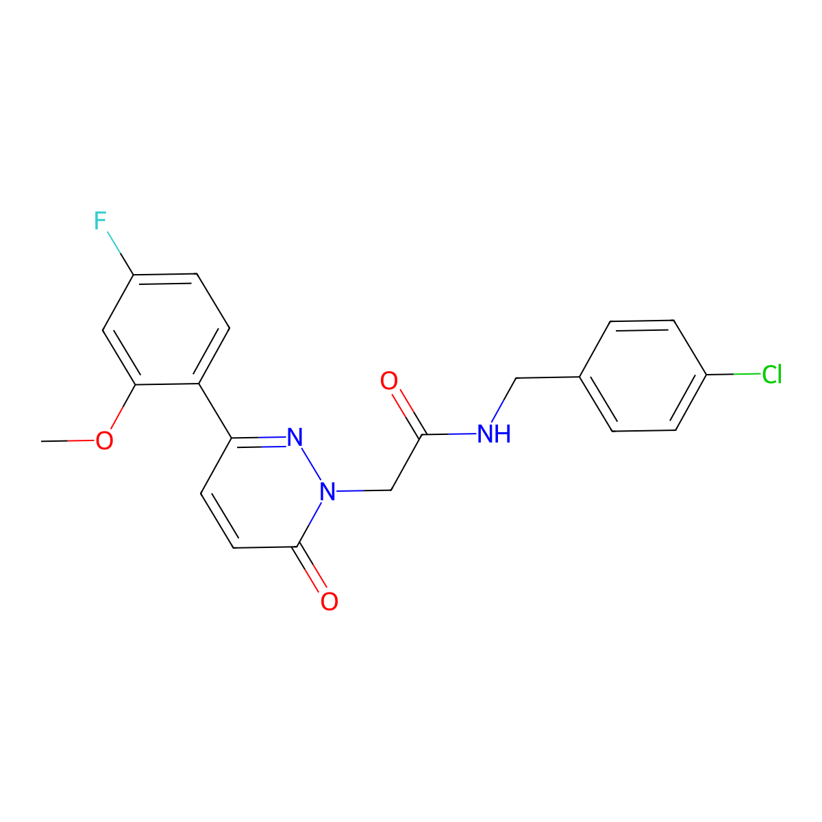 N-(4-chlorobenzyl)-2-[3-(4-fluoro-2-methoxyphenyl)-6-oxopyridazin-1(6H)-yl]acetamide molecular structure, CAS 1232791-89-7