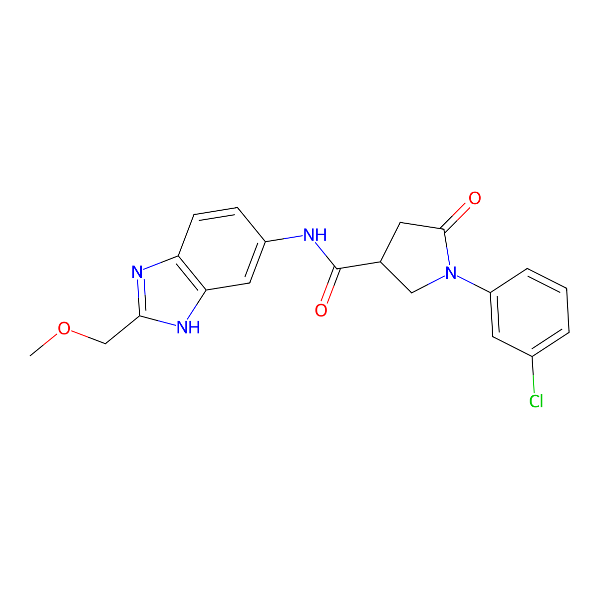1-(3-chlorophenyl)-N-[2-(methoxymethyl)-1H-benzimidazol-5-yl]-5-oxopyrrolidine-3-carboxamide molecular structure, CAS 1232791-92-2