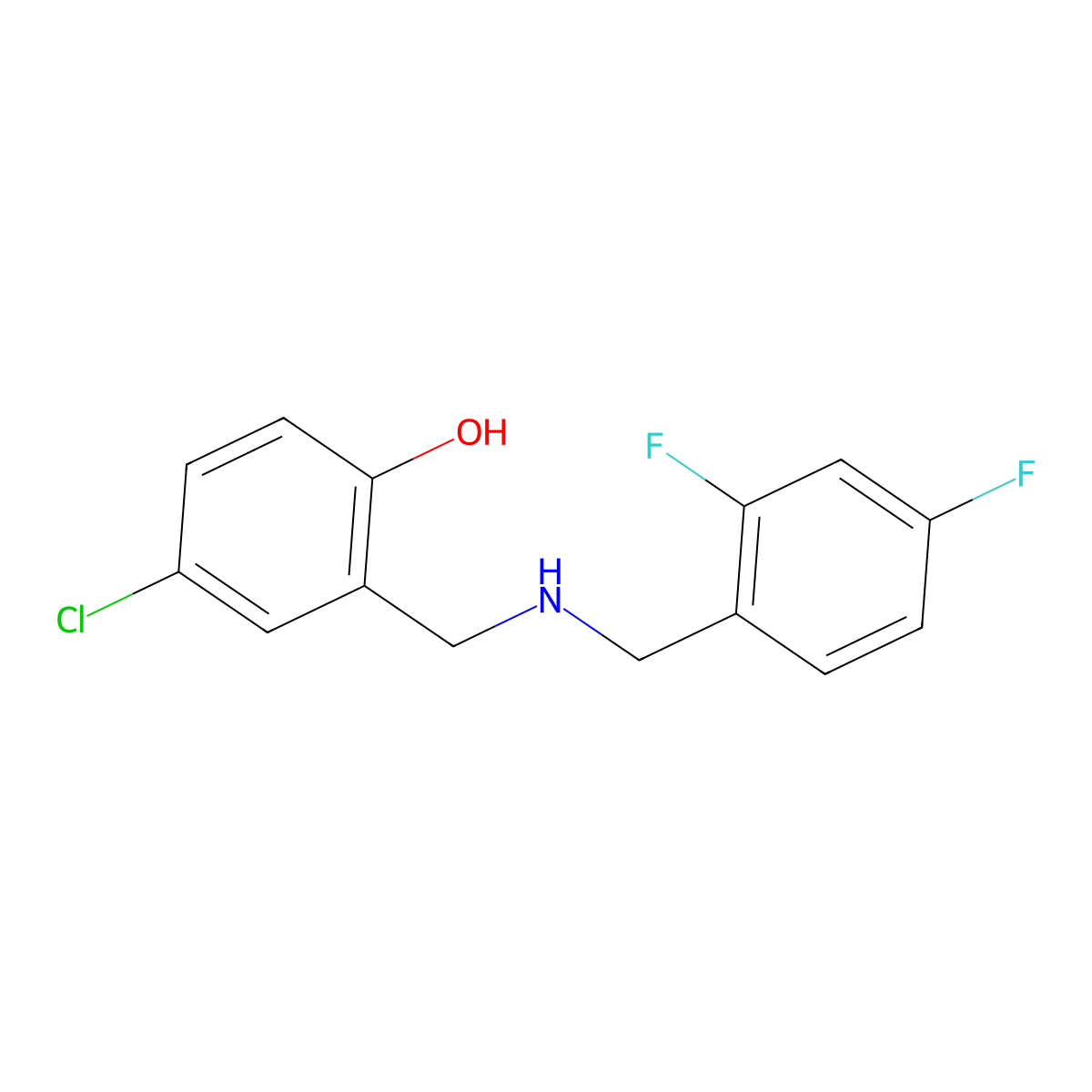 4-Chloro-2-{[(2,4-difluorobenzyl)amino]methyl}phenol molecular structure, CAS 1232792-01-6