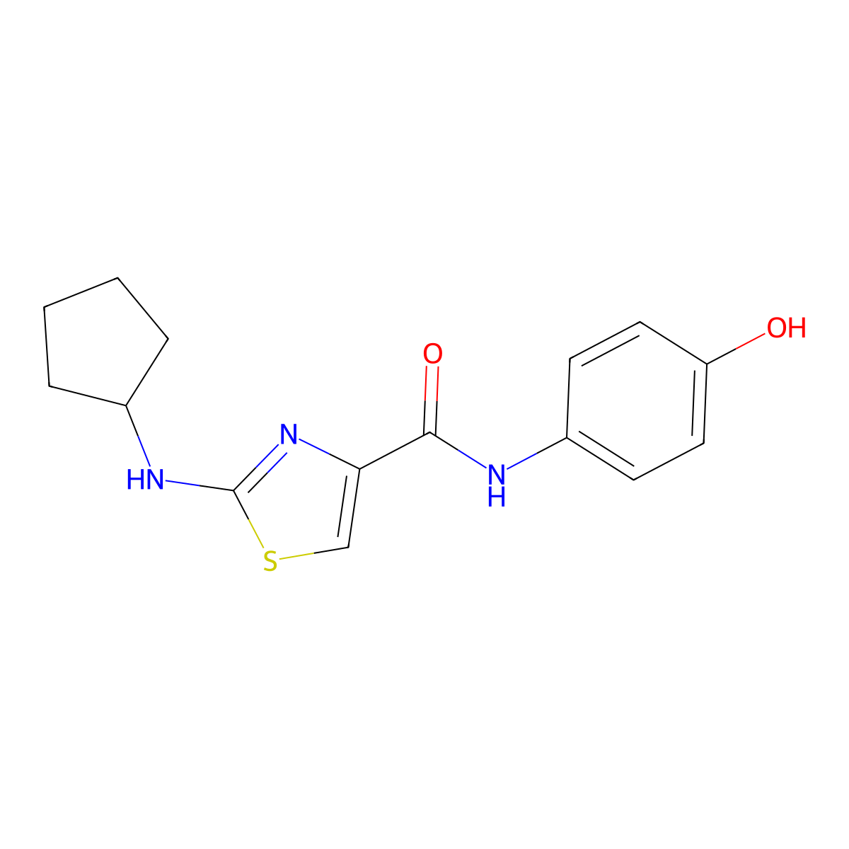2-(cyclopentylamino)-N-(4-hydroxyphenyl)-1,3-thiazole-4-carboxamide molecular structure, CAS 1232792-20-9