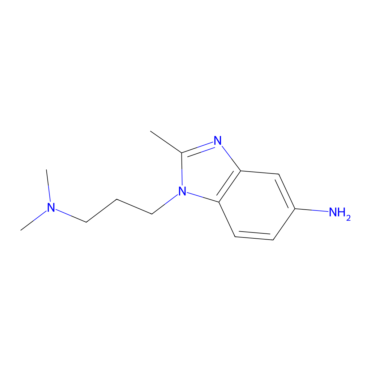 1-[3-(dimethylamino)propyl]-2-methyl-1H-benzimidazol-5-amine molecular structure, CAS 1232792-22-1