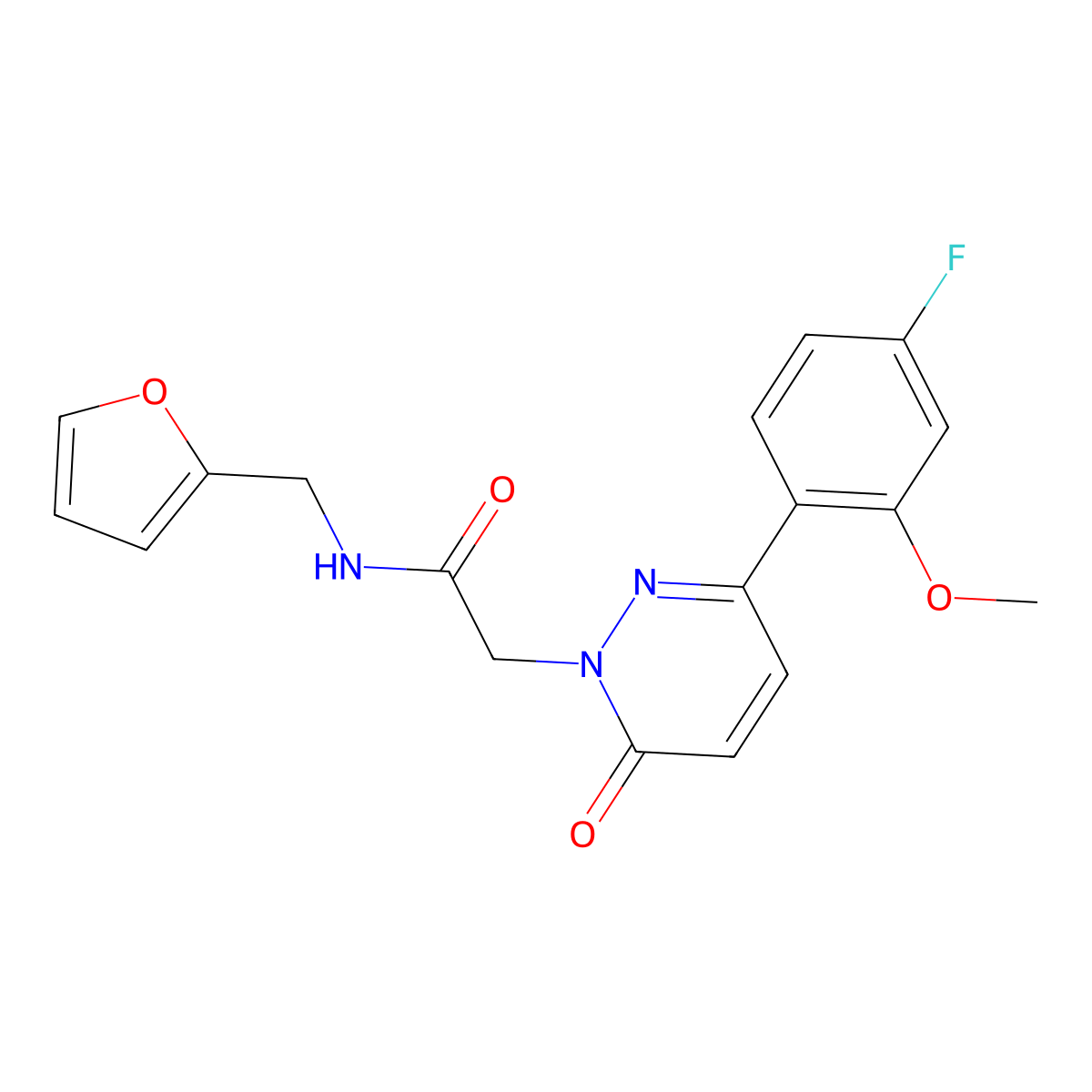 2-(3-(4-fluoro-2-methoxyphenyl)-6-oxopyridazin-1(6H)-yl)-N-(furan-2-ylmethyl)acetamide molecular structure, CAS 1232792-32-3