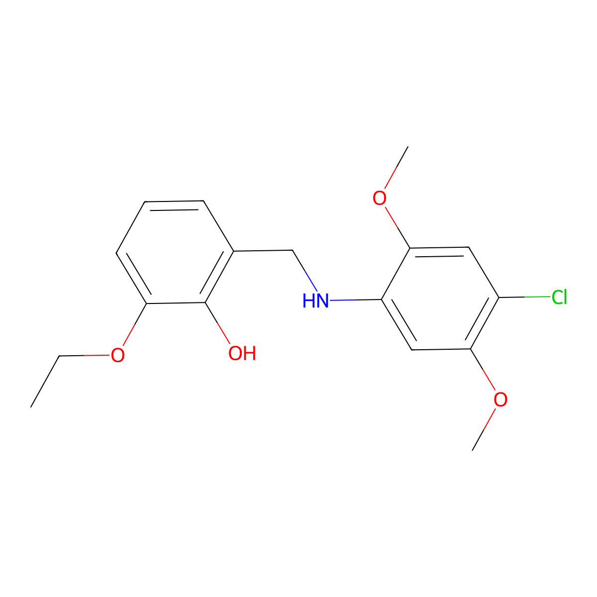 2-{[(4-Chloro-2,5-dimethoxyphenyl)amino]methyl}-6-ethoxyphenol molecular structure, CAS 1232792-46-9
