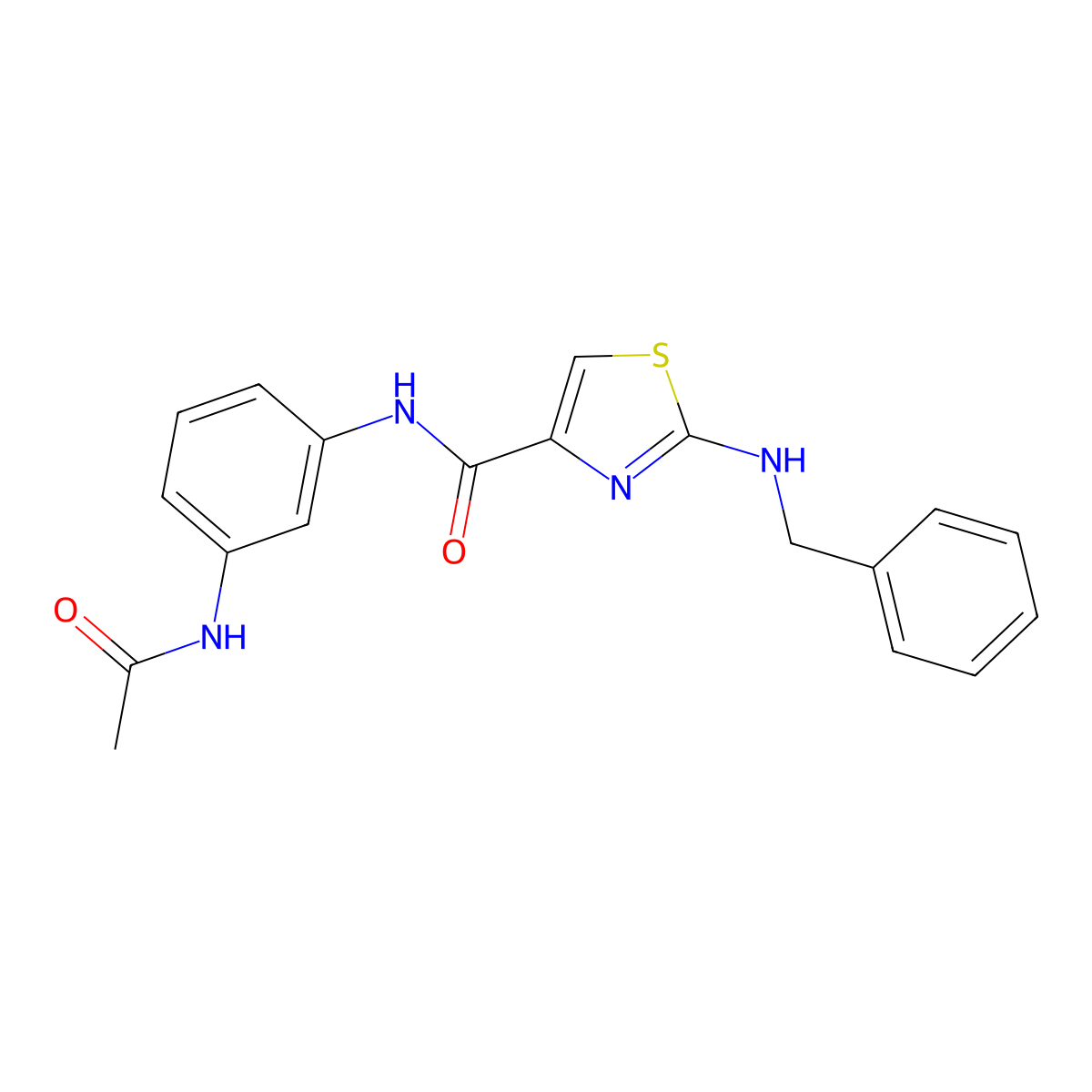 N-[3-(acetylamino)phenyl]-2-(benzylamino)-1,3-thiazole-4-carboxamide molecular structure, CAS 1232792-51-6