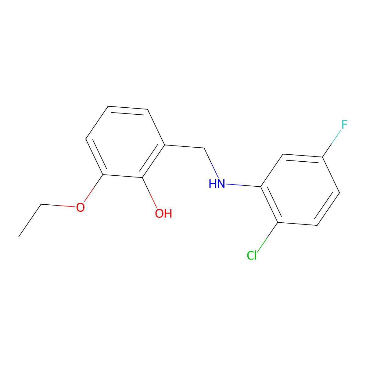 2-{[(2-Chloro-5-fluorophenyl)amino]methyl}-6-ethoxyphenol molecular structure, CAS 1232792-62-9