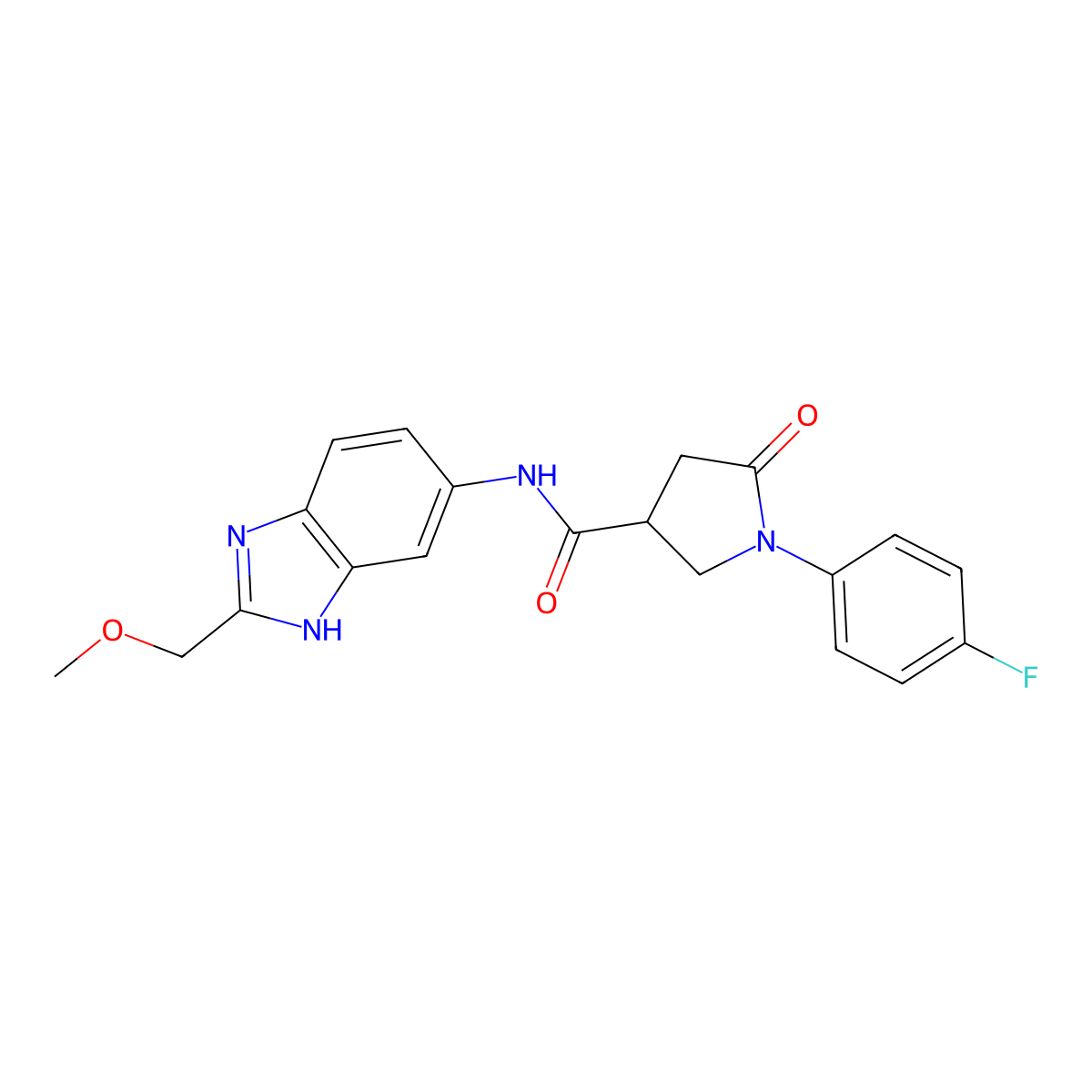 1-(4-fluorophenyl)-N-[2-(methoxymethyl)-1H-benzimidazol-5-yl]-5-oxopyrrolidine-3-carboxamide molecular structure, CAS 1232792-73-2