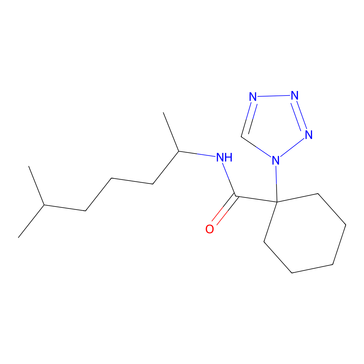 N-(6-methylheptan-2-yl)-1-(1H-tetrazol-1-yl)cyclohexanecarboxamide molecular structure, CAS 1232793-07-5