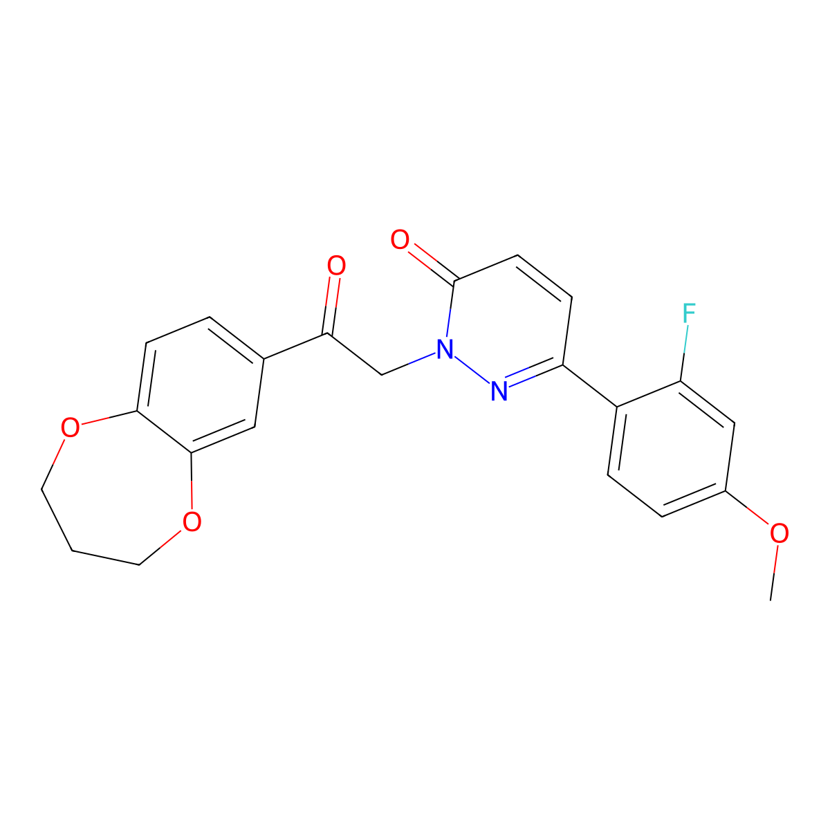 2-[2-(3,4-dihydro-2H-1,5-benzodioxepin-7-yl)-2-oxoethyl]-6-(2-fluoro-4-methoxyphenyl)pyridazin-3(2H)-one molecular structure, CAS 1232793-26-8