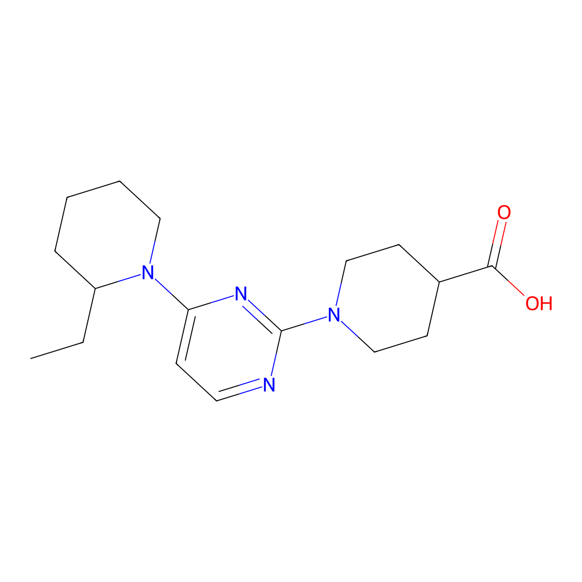 1-[4-(2-Ethylpiperidin-1-yl)pyrimidin-2-yl]piperidine-4-carboxylic acid molecular structure, CAS 1232793-32-6
