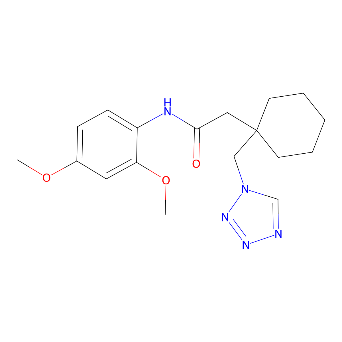 N-(2,4-dimethoxyphenyl)-2-[1-(1H-tetrazol-1-ylmethyl)cyclohexyl]acetamide molecular structure, CAS 1232793-34-8