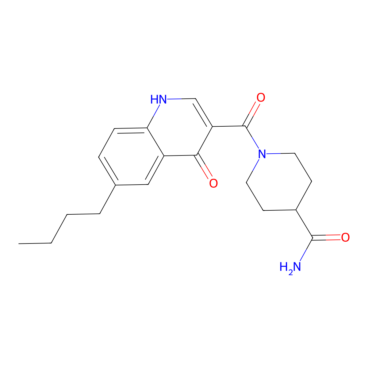 1-[(6-Butyl-4-hydroxyquinolin-3-yl)carbonyl]piperidine-4-carboxamide molecular structure, CAS 1232793-38-2