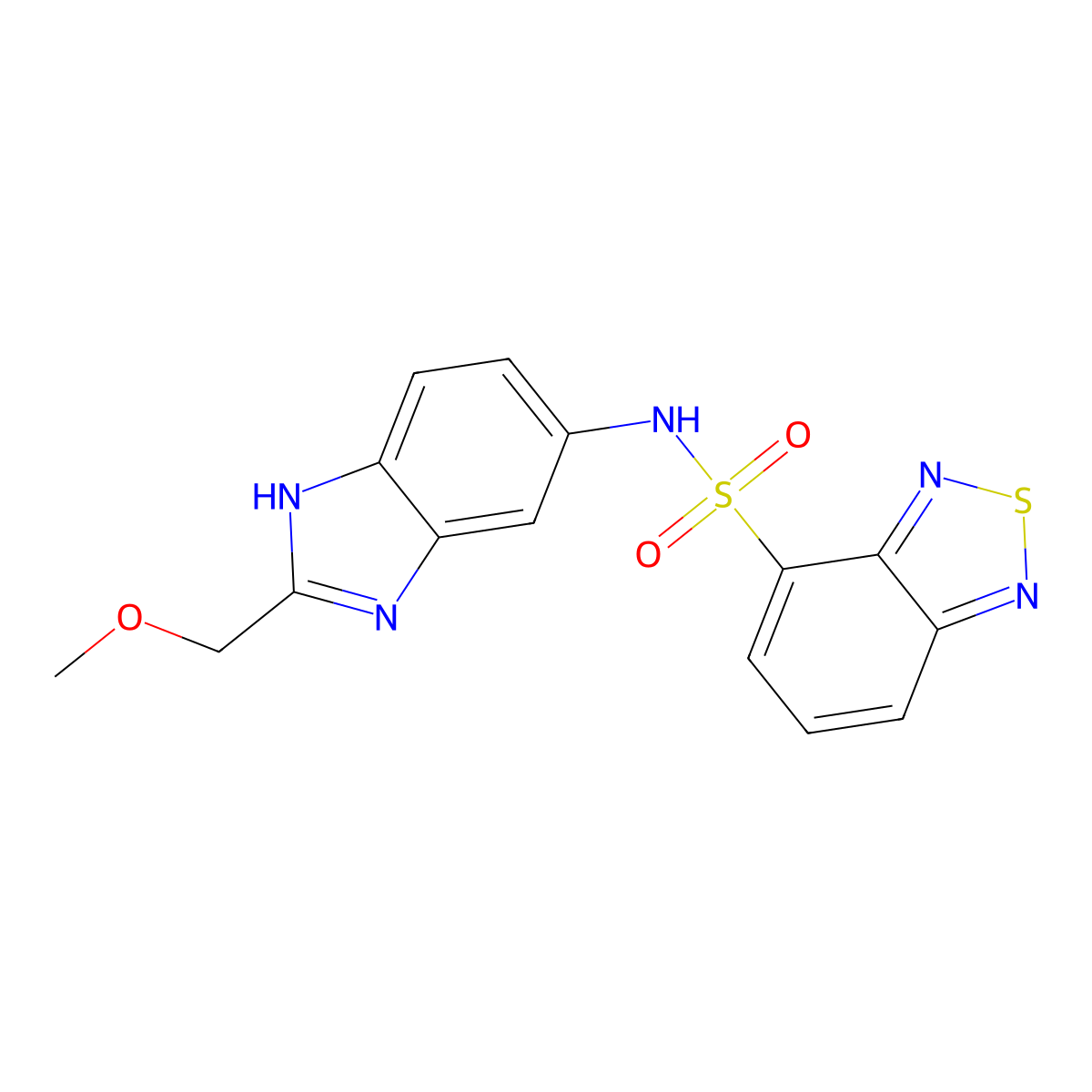 N-[2-(methoxymethyl)-1H-benzimidazol-5-yl]-2,1,3-benzothiadiazole-4-sulfonamide molecular structure, CAS 1232793-39-3
