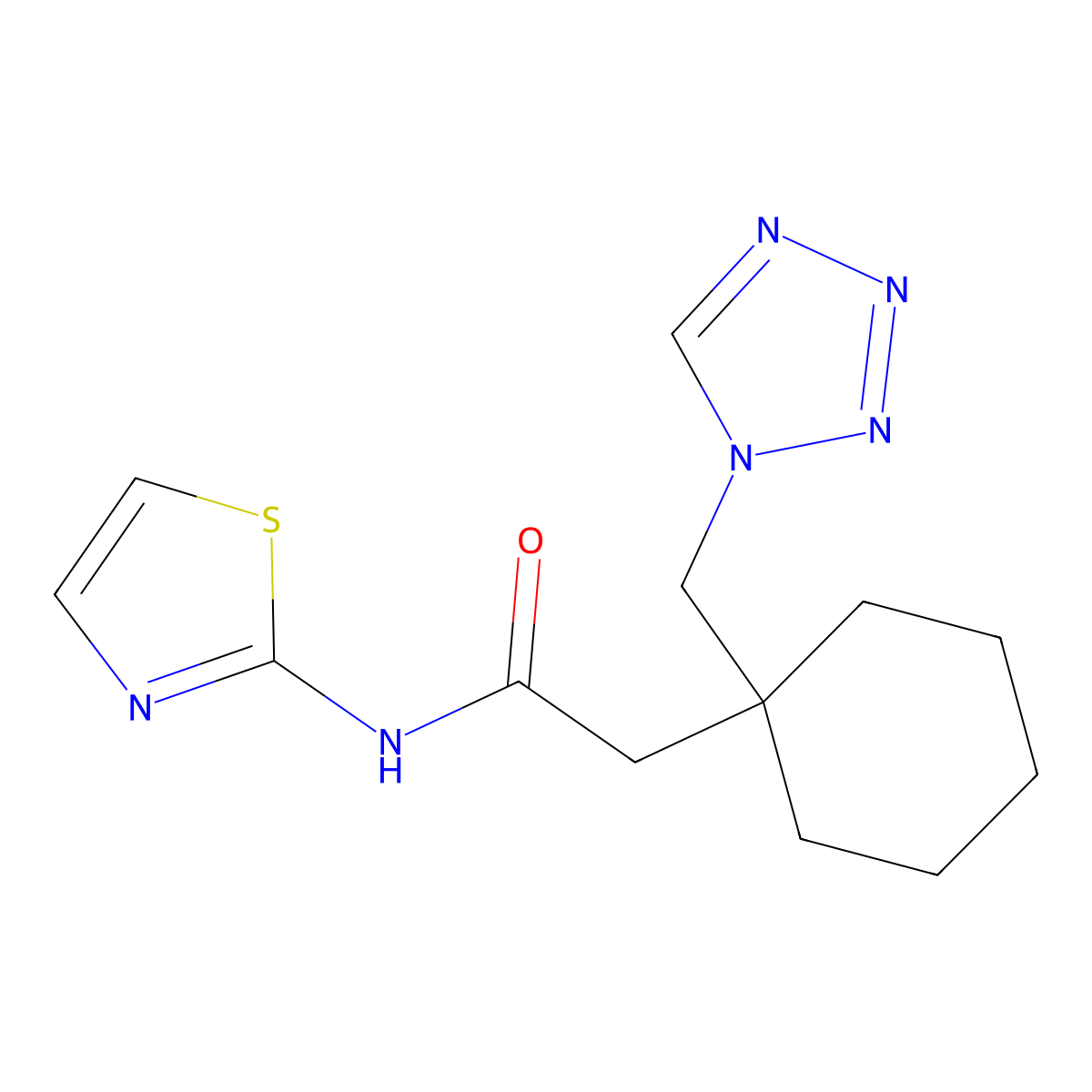 2-[1-(1H-tetrazol-1-ylmethyl)cyclohexyl]-N-(1,3-thiazol-2-yl)acetamide molecular structure, CAS 1232793-67-7