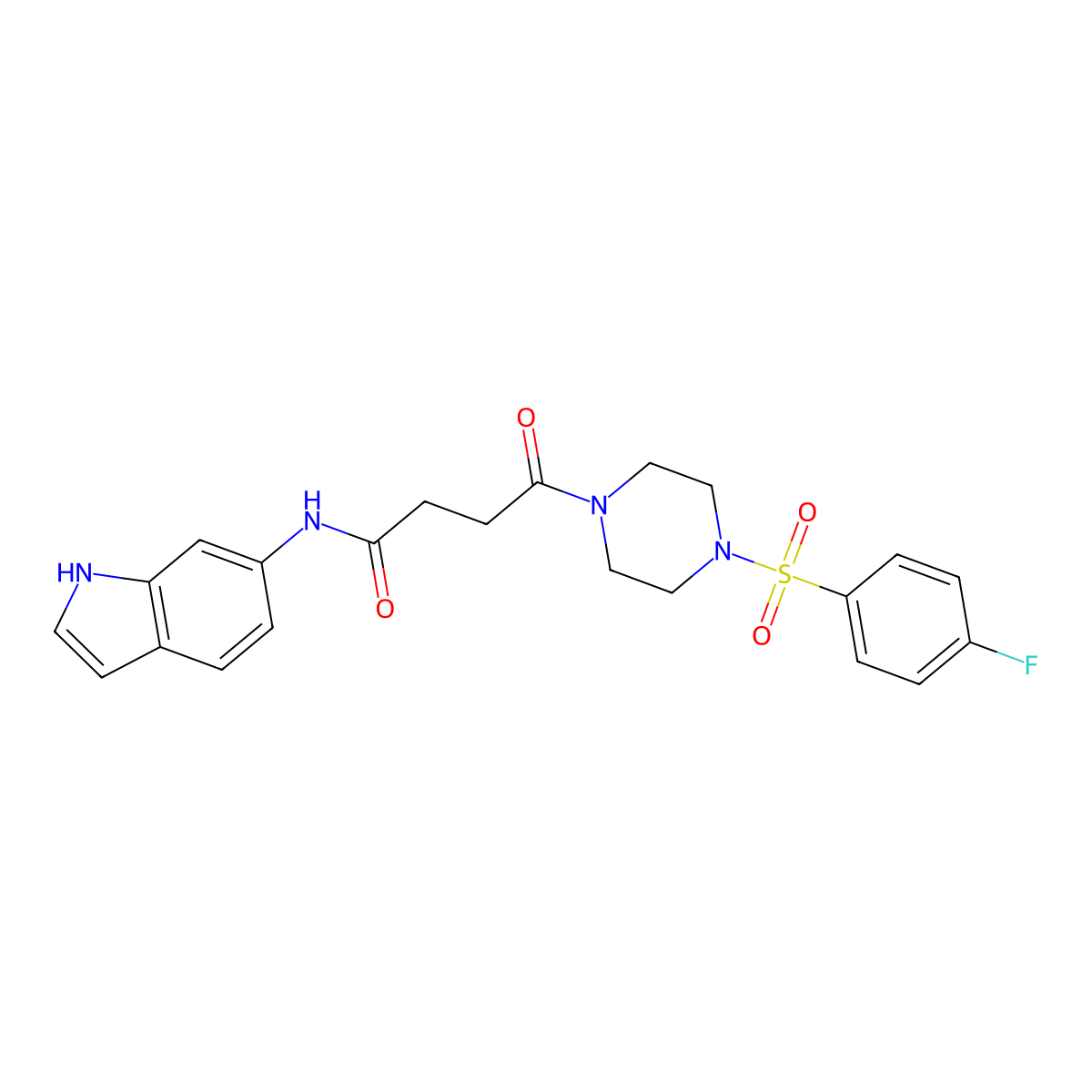 4-{4-[(4-fluorophenyl)sulfonyl]piperazin-1-yl}-N-(1H-indol-6-yl)-4-oxobutanamide molecular structure, CAS 1232793-76-8