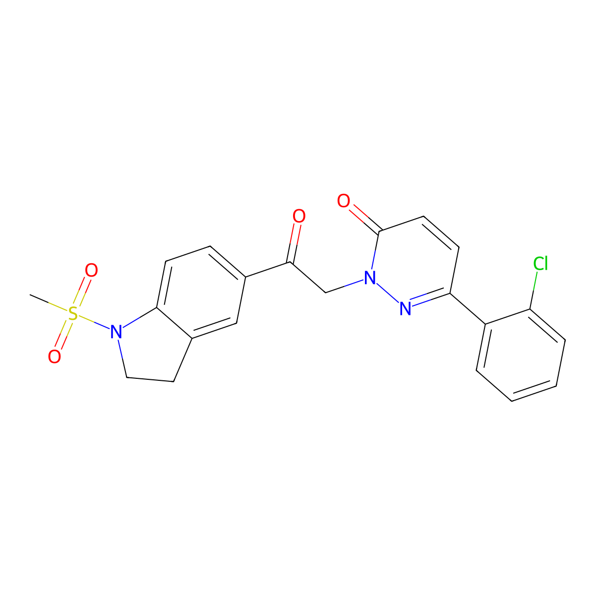 6-(2-chlorophenyl)-2-{2-[1-(methylsulfonyl)-2,3-dihydro-1H-indol-5-yl]-2-oxoethyl}pyridazin-3(2H)-one molecular structure, CAS 1232793-95-1