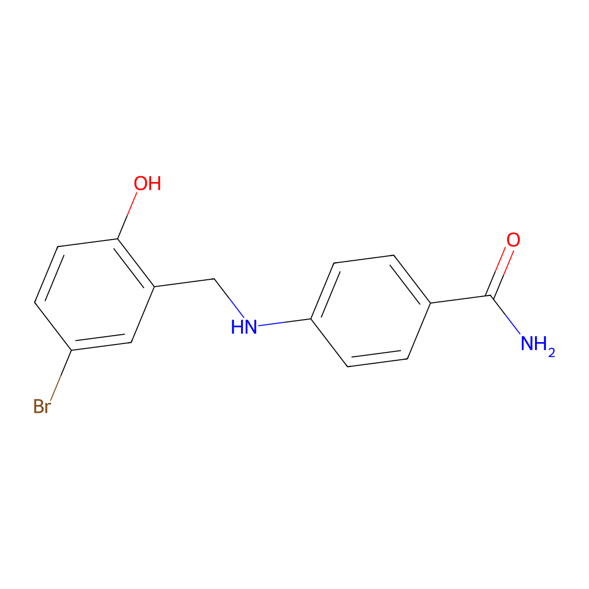 4-[(5-Bromo-2-hydroxybenzyl)amino]benzamide molecular structure, CAS 1232794-19-2