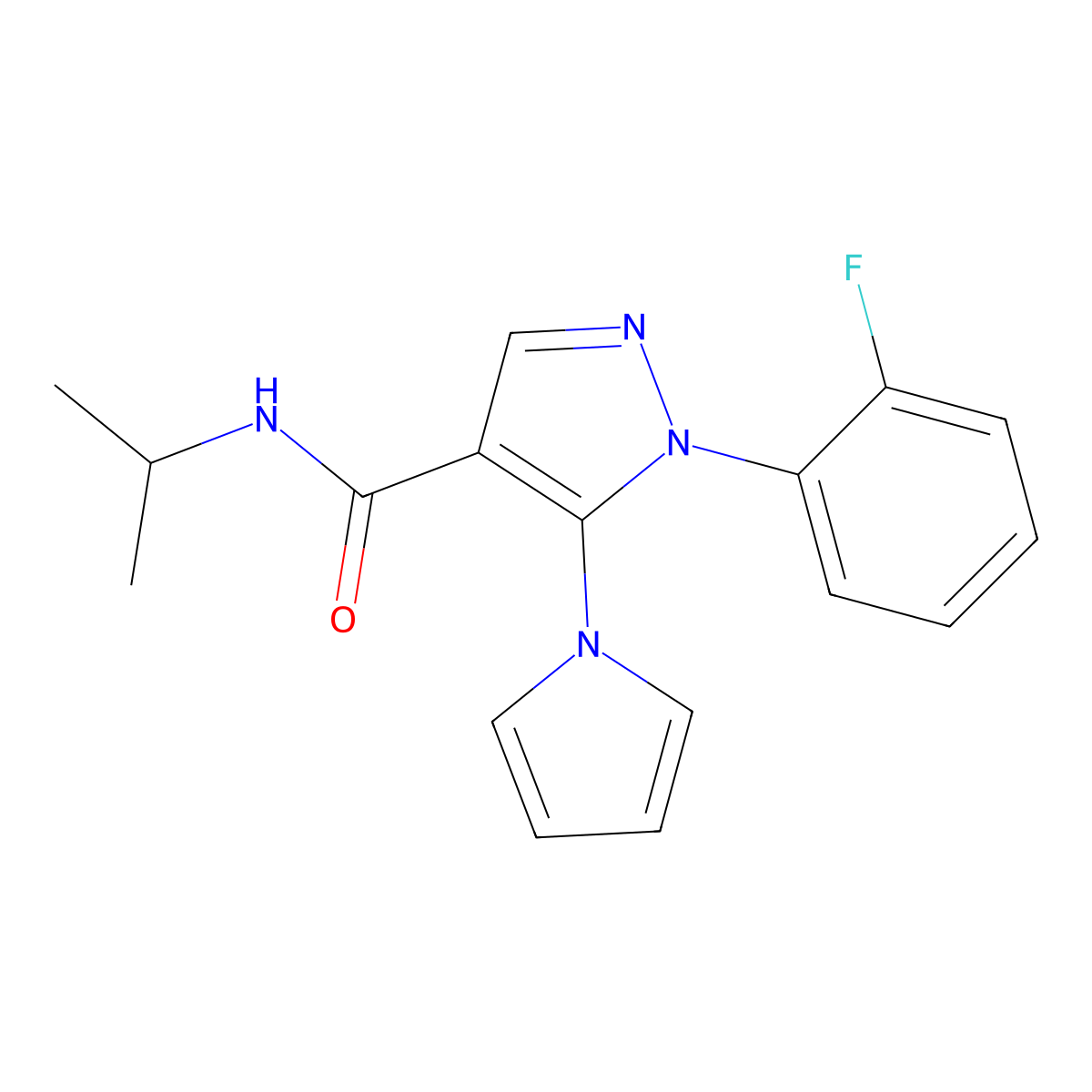 1-(2-fluorophenyl)-N-(propan-2-yl)-5-(1H-pyrrol-1-yl)-1H-pyrazole-4-carboxamide molecular structure, CAS 1232794-33-0