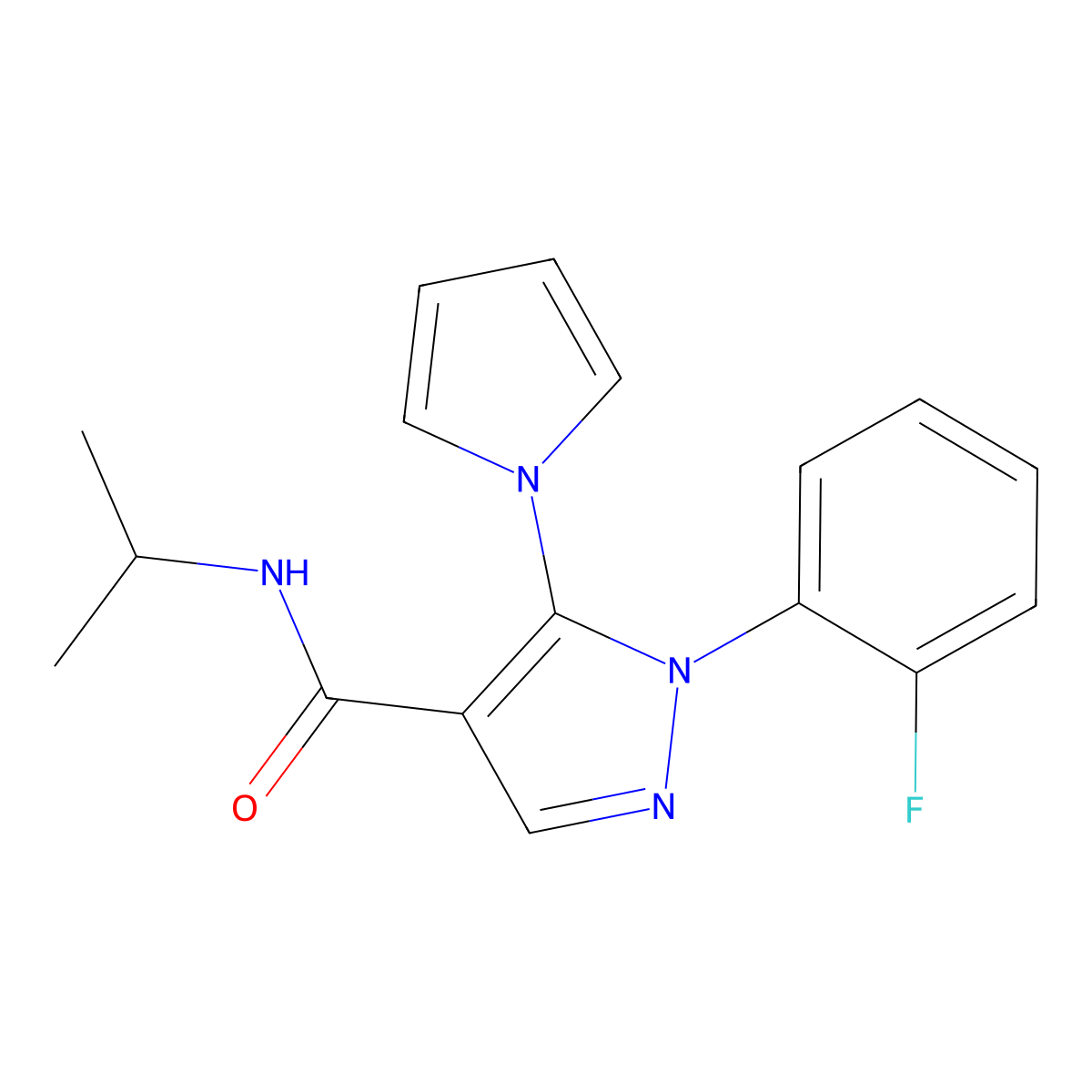 1-(2-fluorophenyl)-N-(propan-2-yl)-5-(1H-pyrrol-1-yl)-1H-pyrazole-4-carboxamide molecular structure, CAS 1232794-33-0