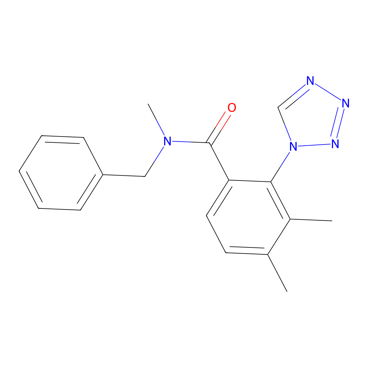 N-benzyl-N,3,4-trimethyl-2-(1H-tetrazol-1-yl)benzamide molecular structure, CAS 1232794-35-2