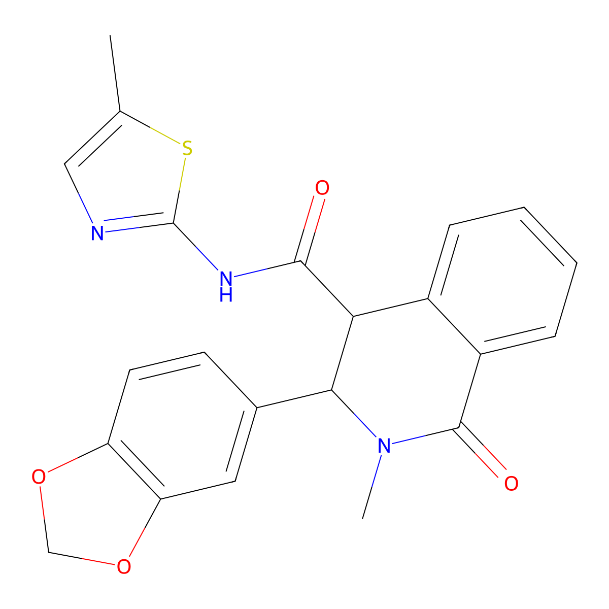 3-(1,3-benzodioxol-5-yl)-2-methyl-N-(5-methyl-1,3-thiazol-2-yl)-1-oxo-1,2,3,4-tetrahydroisoquinoline-4-carboxamide molecular structure, CAS 1232794-52-3