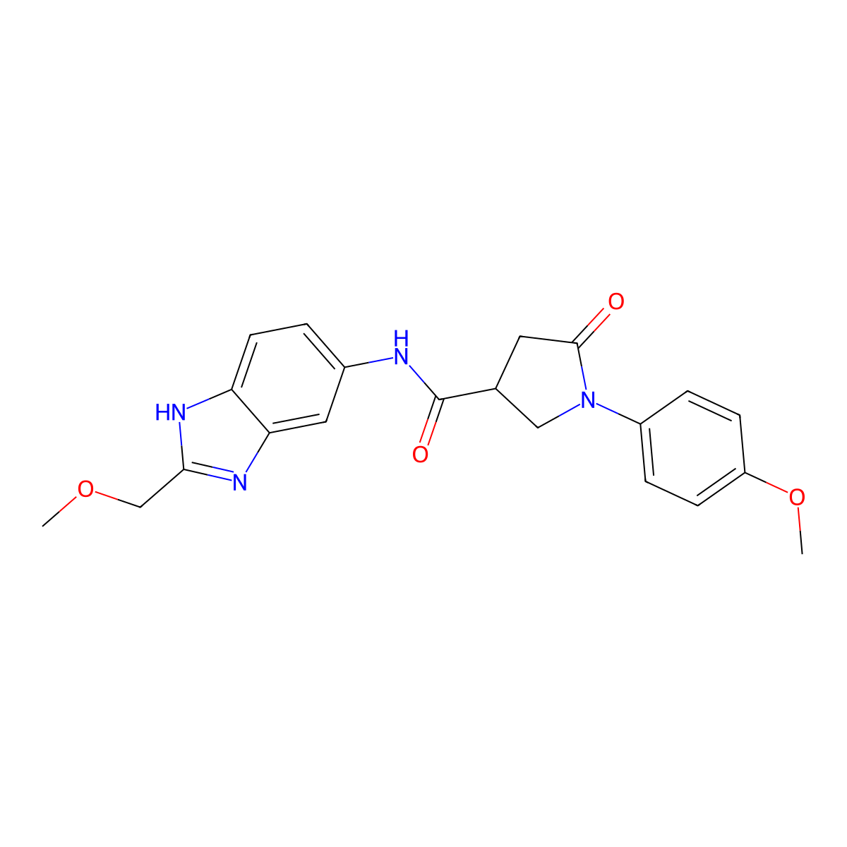 N-[2-(methoxymethyl)-1H-benzimidazol-5-yl]-1-(4-methoxyphenyl)-5-oxopyrrolidine-3-carboxamide molecular structure, CAS 1232794-54-5