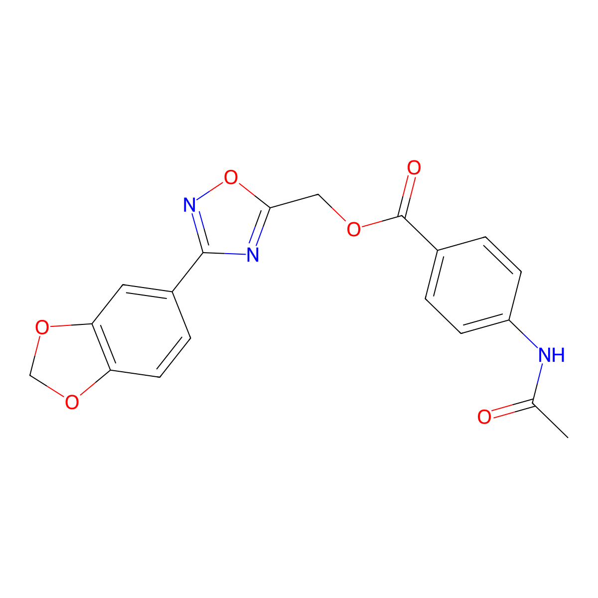 [3-(1,3-Benzodioxol-5-yl)-1,2,4-oxadiazol-5-yl]methyl 4-(acetylamino)benzoate molecular structure, CAS 1232794-77-2