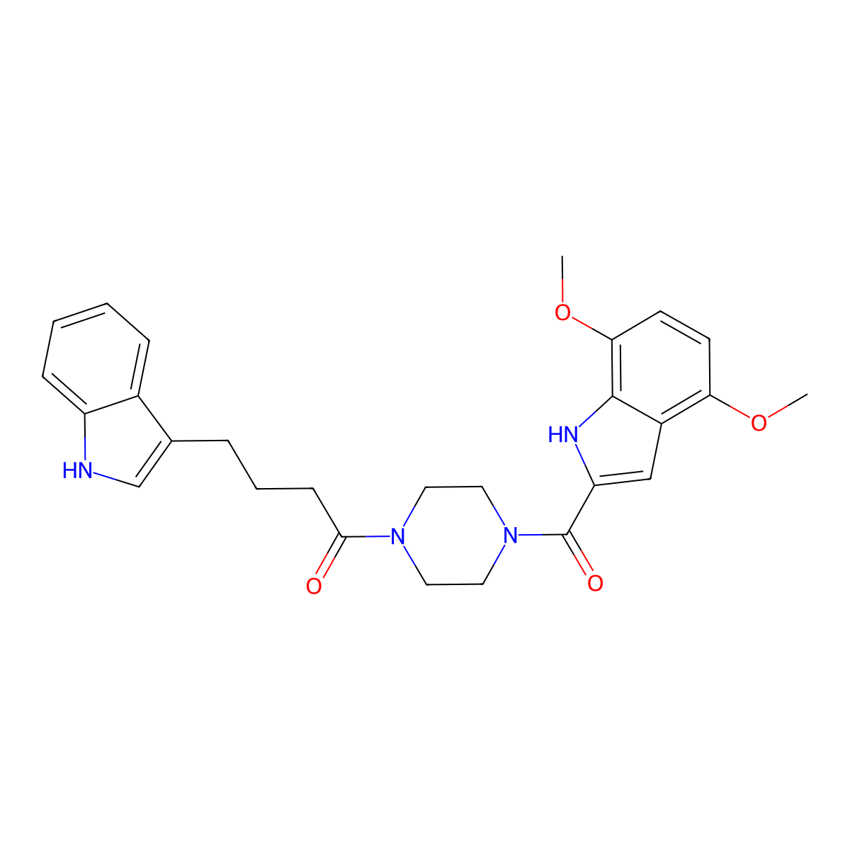 1-{4-[(4,7-dimethoxy-1H-indol-2-yl)carbonyl]piperazin-1-yl}-4-(1H-indol-3-yl)butan-1-one molecular structure, CAS 1232794-80-7