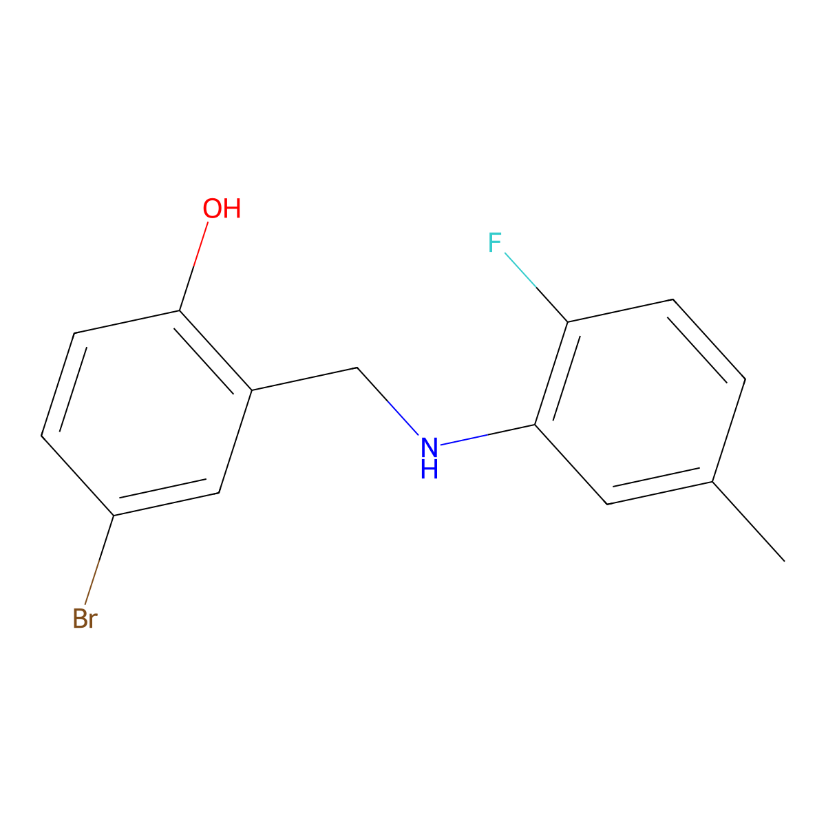 4-Bromo-2-{[(2-fluoro-5-methylphenyl)amino]methyl}phenol molecular structure, CAS 1232795-07-1