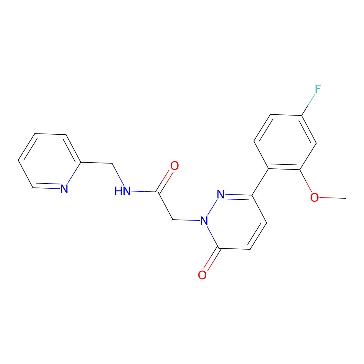 2-(3-(4-fluoro-2-methoxyphenyl)-6-oxopyridazin-1(6H)-yl)-N-(pyridin-2-ylmethyl)acetamide molecular structure, CAS 1232795-18-4