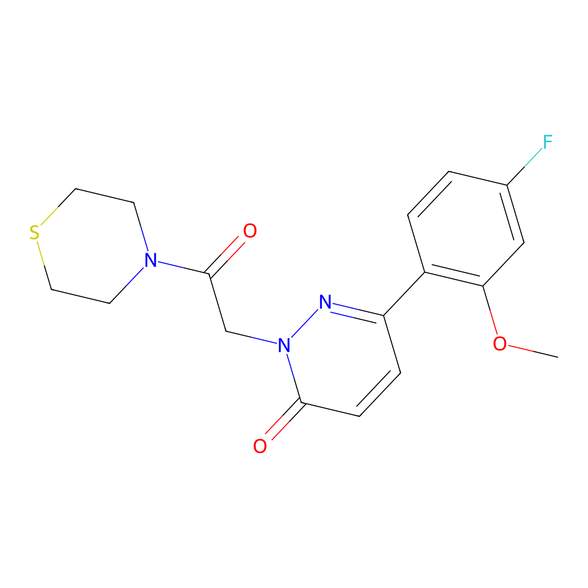 6-(4-fluoro-2-methoxyphenyl)-2-[2-oxo-2-(thiomorpholin-4-yl)ethyl]pyridazin-3(2H)-one molecular structure, CAS 1232795-30-0