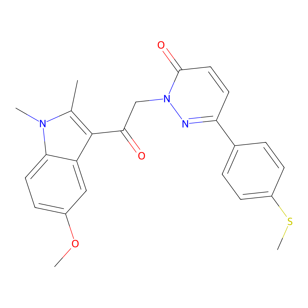 2-[2-(5-methoxy-1,2-dimethyl-1H-indol-3-yl)-2-oxoethyl]-6-[4-(methylsulfanyl)phenyl]pyridazin-3(2H)-one molecular structure, CAS 1232795-32-2