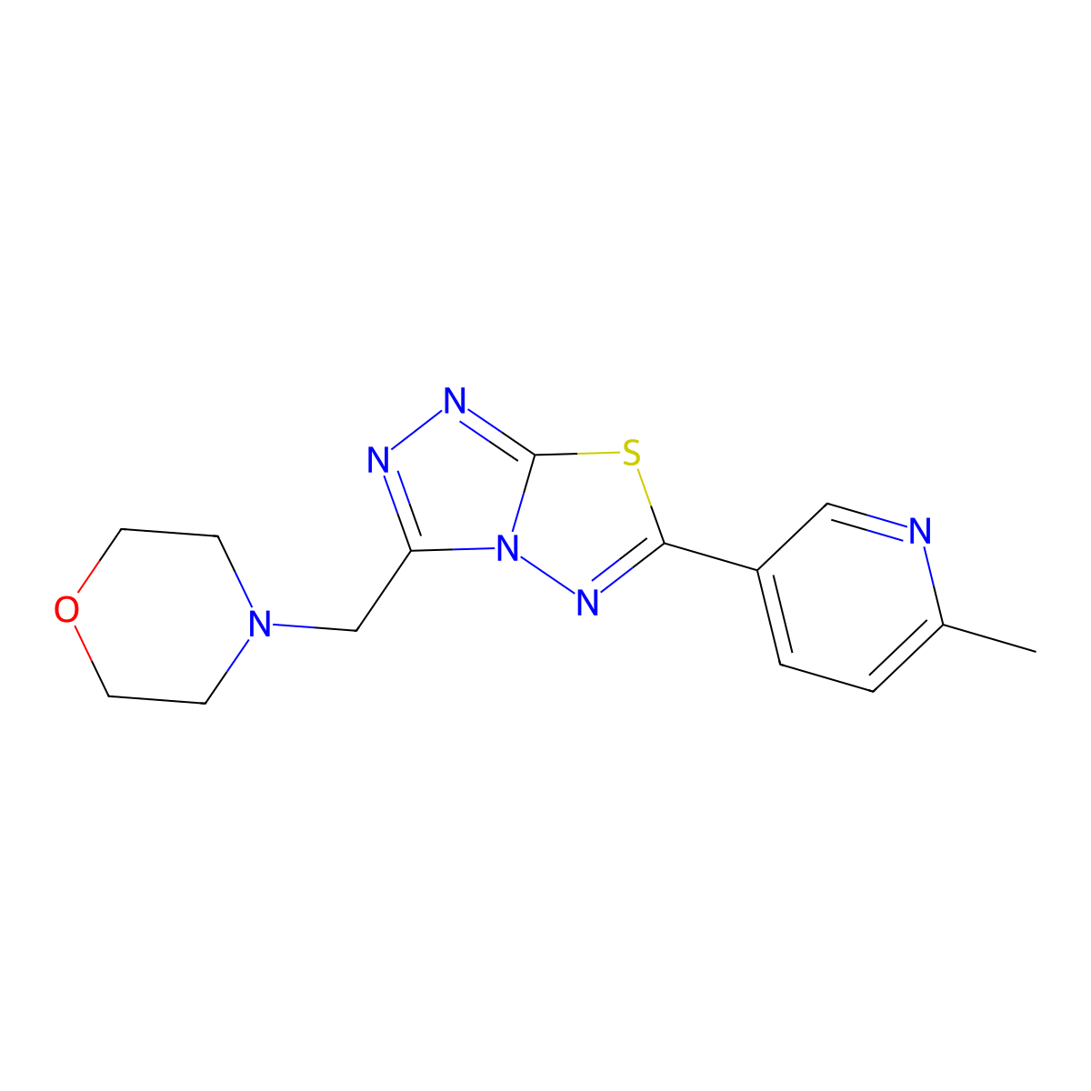 6-(6-Methyl-3-pyridinyl)-3-(4-morpholinylmethyl)[1,2,4]triazolo[3,4-b][1,3,4]thiadiazole molecular structure, CAS 1232795-37-7