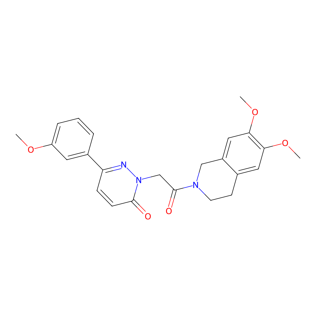 2-[2-(6,7-dimethoxy-3,4-dihydroisoquinolin-2(1H)-yl)-2-oxoethyl]-6-(3-methoxyphenyl)pyridazin-3(2H)-one molecular structure, CAS 1232795-44-6