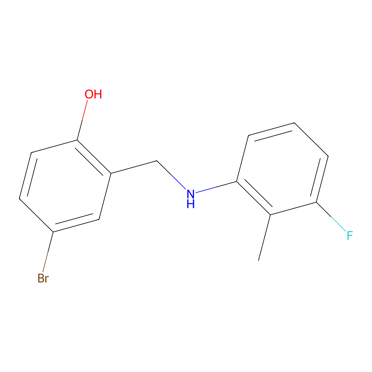 4-Bromo-2-{[(3-fluoro-2-methylphenyl)amino]methyl}phenol molecular structure, CAS 1232795-66-2