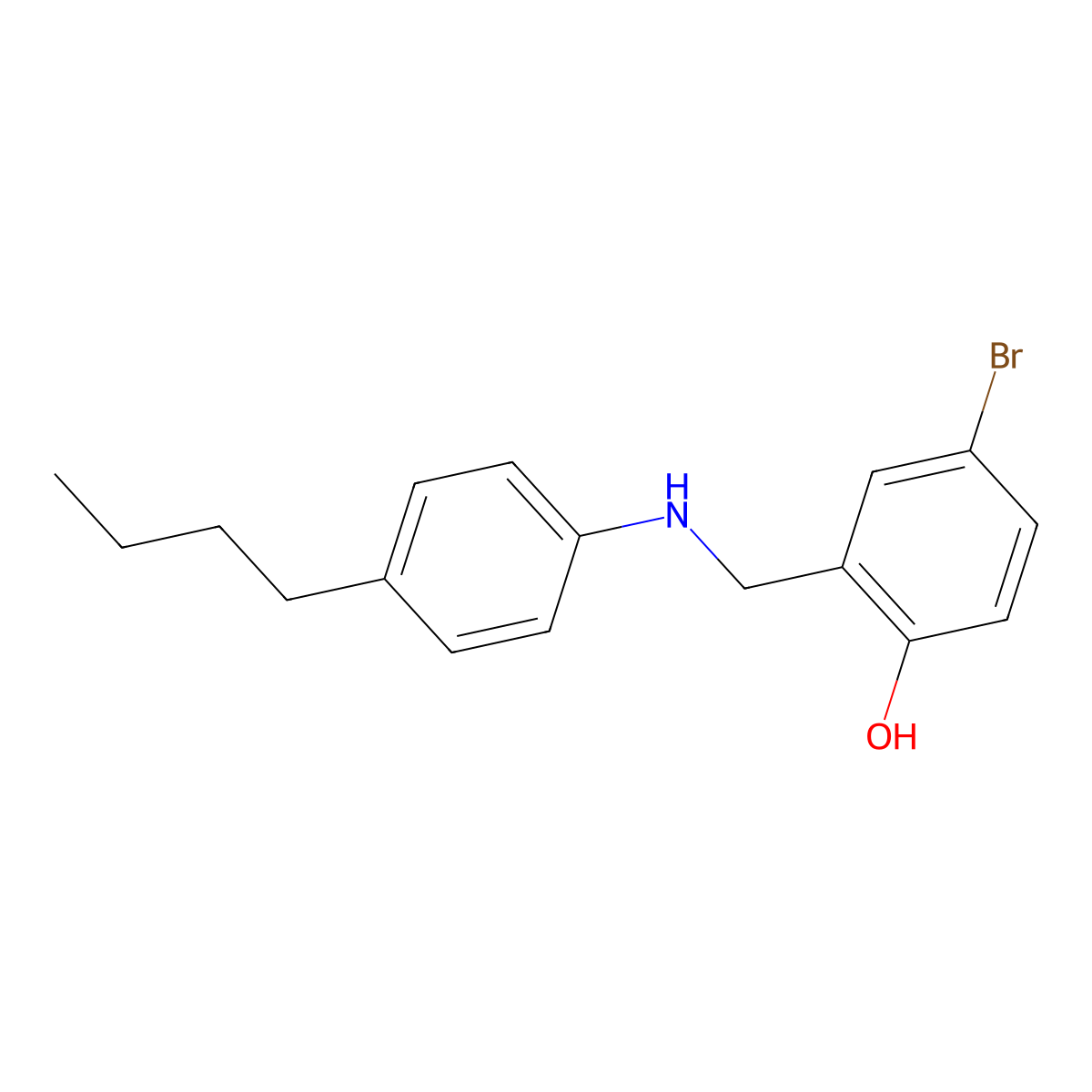 4-Bromo-2-{[(4-butylphenyl)amino]methyl}phenol molecular structure, CAS 1232795-75-3