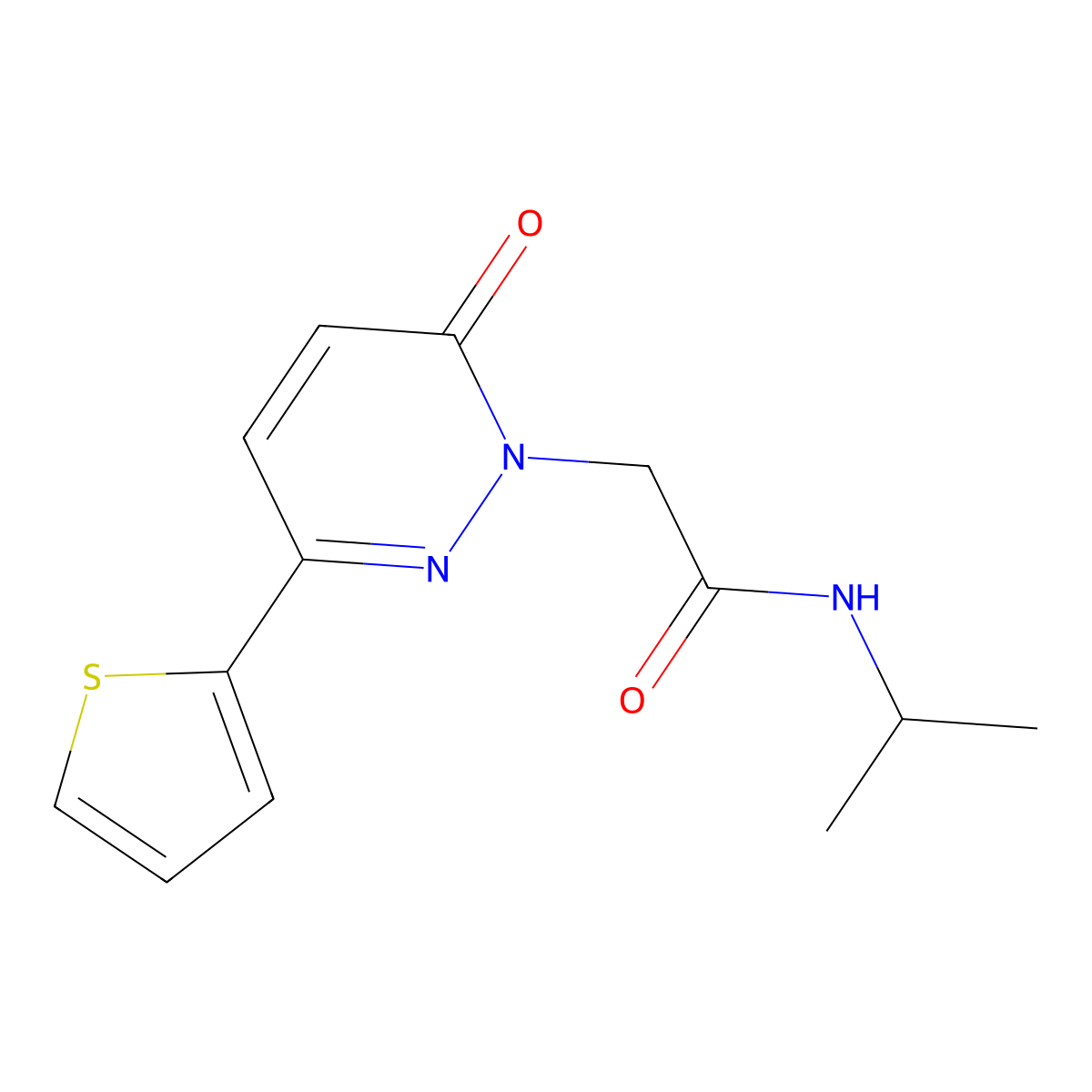 2-[6-oxo-3-(thiophen-2-yl)pyridazin-1(6H)-yl]-N-(propan-2-yl)acetamide molecular structure, CAS 1232795-95-7